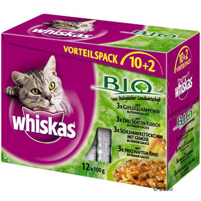 Whiskas Bio sachets fraîcheur 12 x 100 g - viande biologique