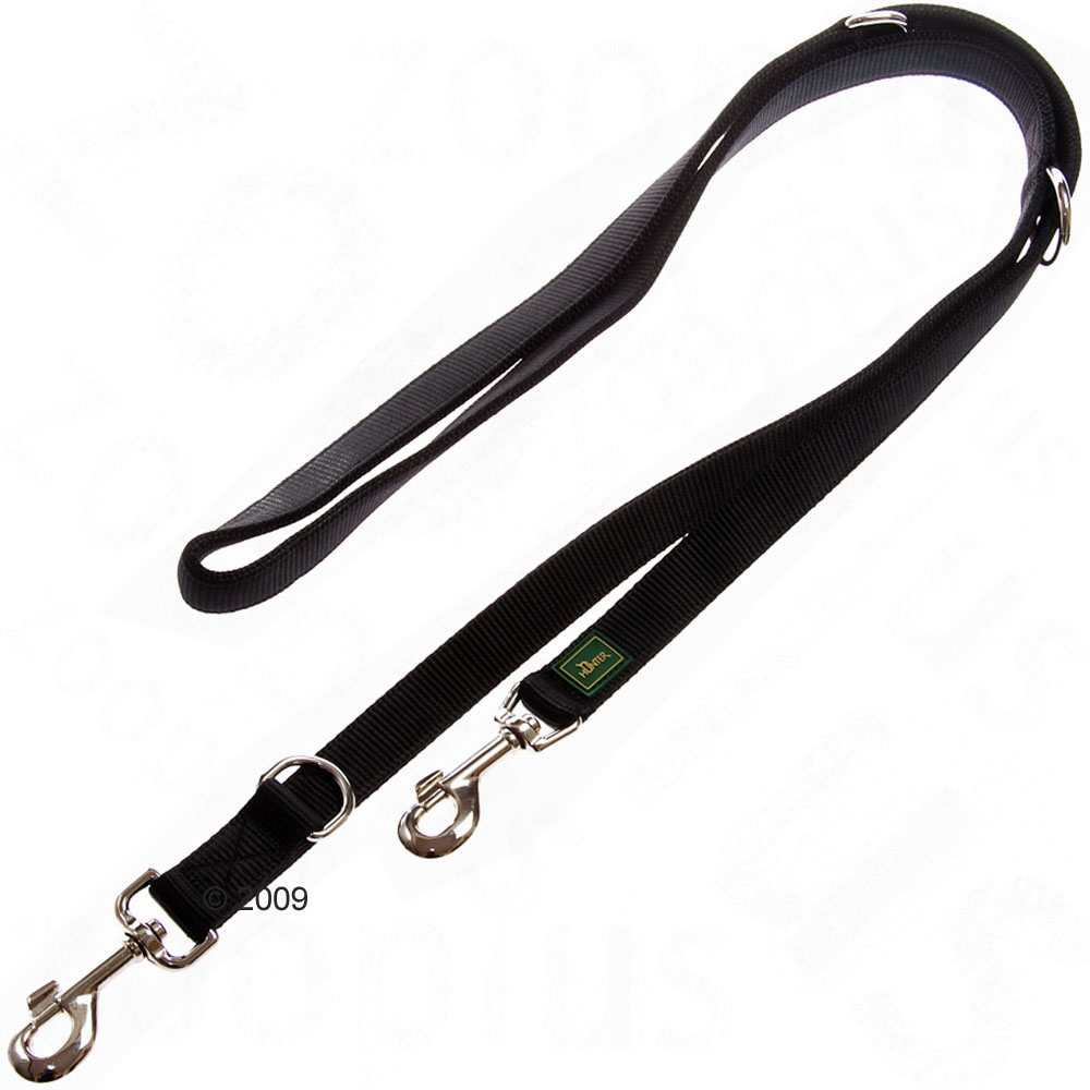 Laisse doubl�e Hunter noire - L 200 x l 2,5 cm