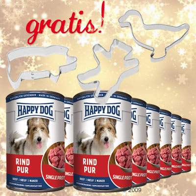 12 x 400g Happy Dog Single Protein + emporte-pi�ces offerts! - dinde pure