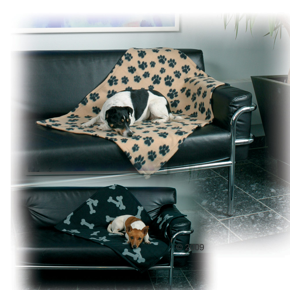Couverture en fleece Beany - noir avec des motifs d'os