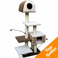 Arbre &agrave; chat Bamboo Igloo Step - beige / marron