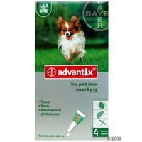 Advantix pour chien de tr&egrave;s petite taille - 1,5/4 kg - 4 pipettes