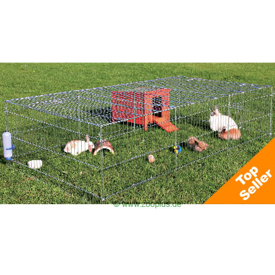 Enclos avec toit grillag� - enclos uniquement : L 216 cm x l 116 cm x H 65 cm