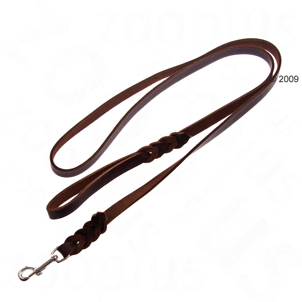 Laisse en cuir avec mousqueton entrelac� - L 200 x l 1,8 cm