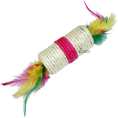Rouleau de jeu en sisal avec plumes - jouet pour chat