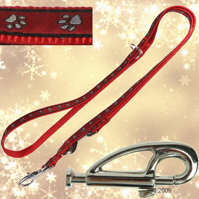 Laisse en nylon Pattes Red Dingo - L 180 x l 1,8 cm