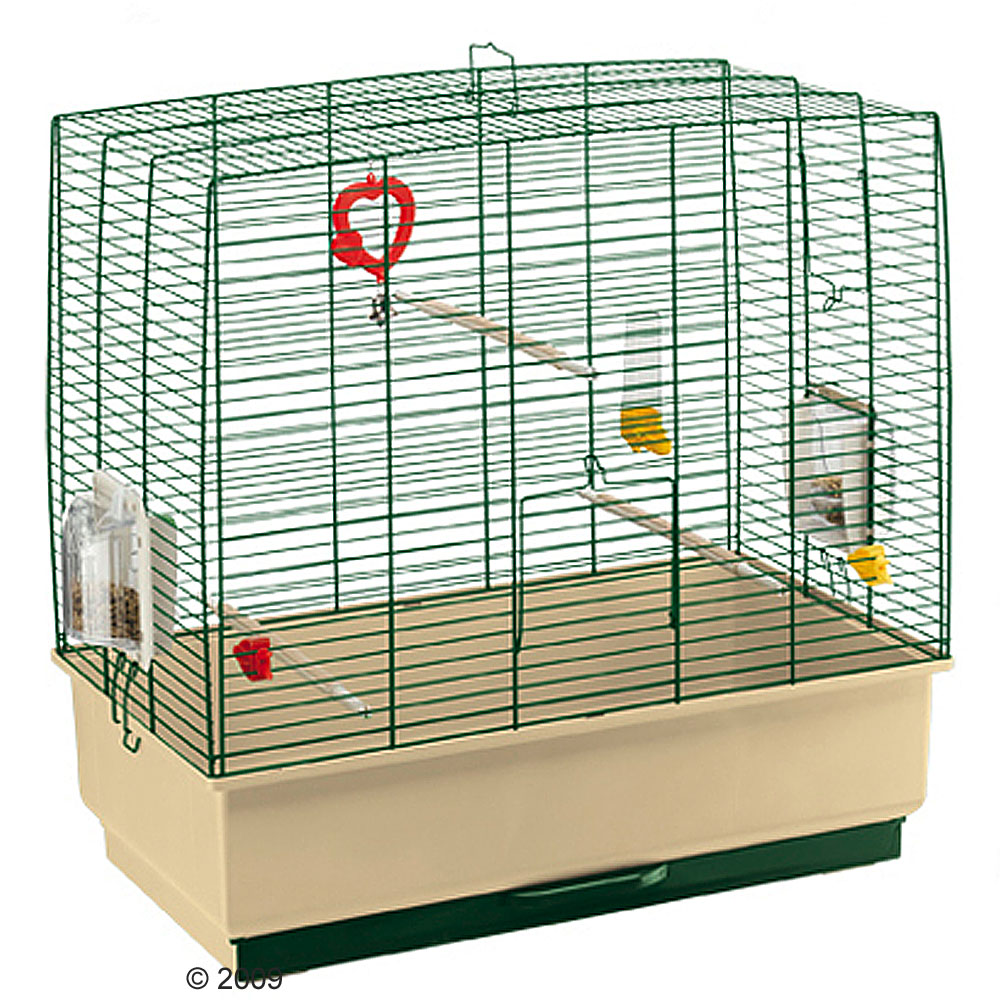 Cage pour perruches Record 4P - bac beige, barreaux verts