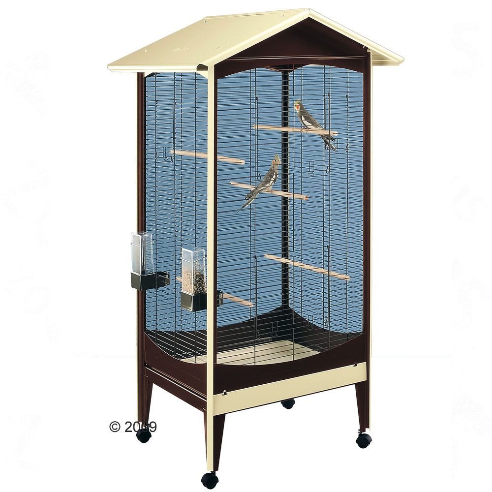 Cage à oiseaux Brio - L 85 cm x l 54 cm x H 162 cm - chocolat / beige