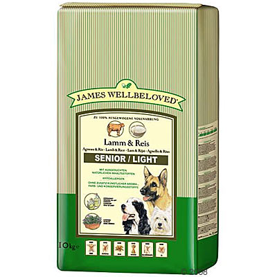Croquettes James Wellbeloved Senior/Light, agneau & riz - 10 kg