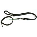 Collier & laisse Pattes, en cuir noir - - collier + laisse L 65 