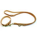 Collier & laisse en cuir Buffalo, cognac - - collier + laisse L 60 cm x l 2,5 cm