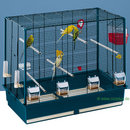 Cage pour perruches Record 6 - - bac bleu turquoise, grillage blanc