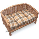 Canap� et son coussin beige � carreaux - - L 80 cm x l 50 cm x H 43 cm