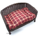 Canap� et son coussin bordeaux � carreaux - - 80 x 50 cm