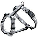 Harnais � r�flecteur avec motif � pattes - - tour de poitrail 40-65 cm, 20 mm (S-M)