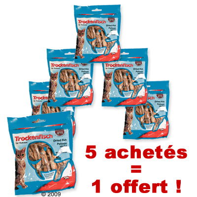 5 sachets + 1 offert de poisson s�ch� pour chat - 5 sachets de 100 g + 1 offert
