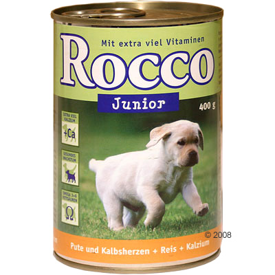 Rocco Junior 6 x 400 g - - dinde et coeur de veau & calcium