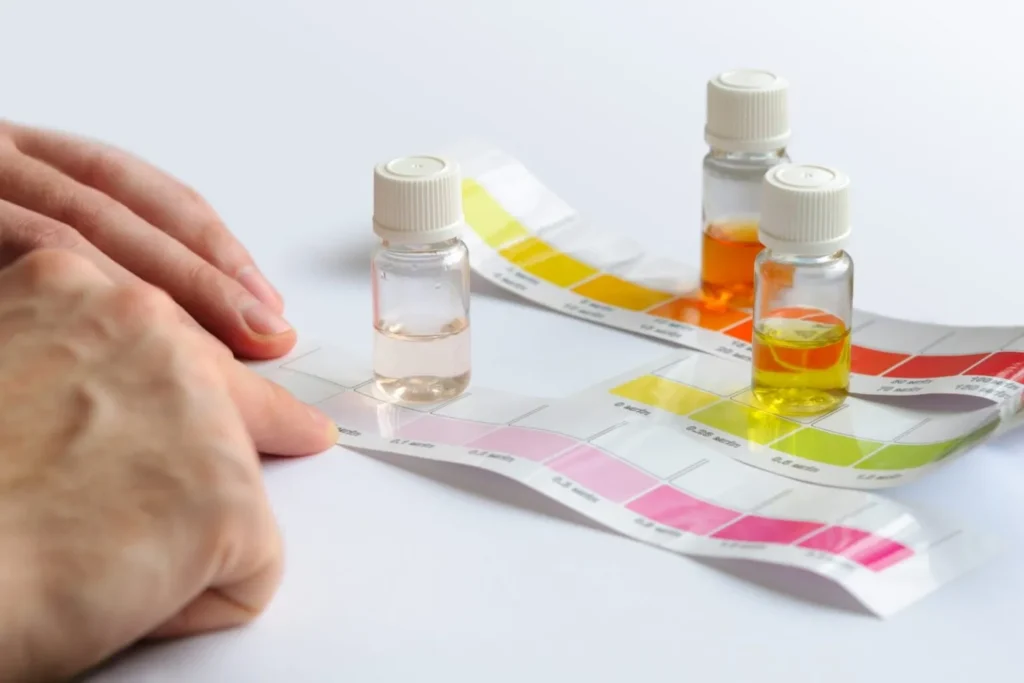 Une personne teste l'eau de son aquarium avec un test en gouttes